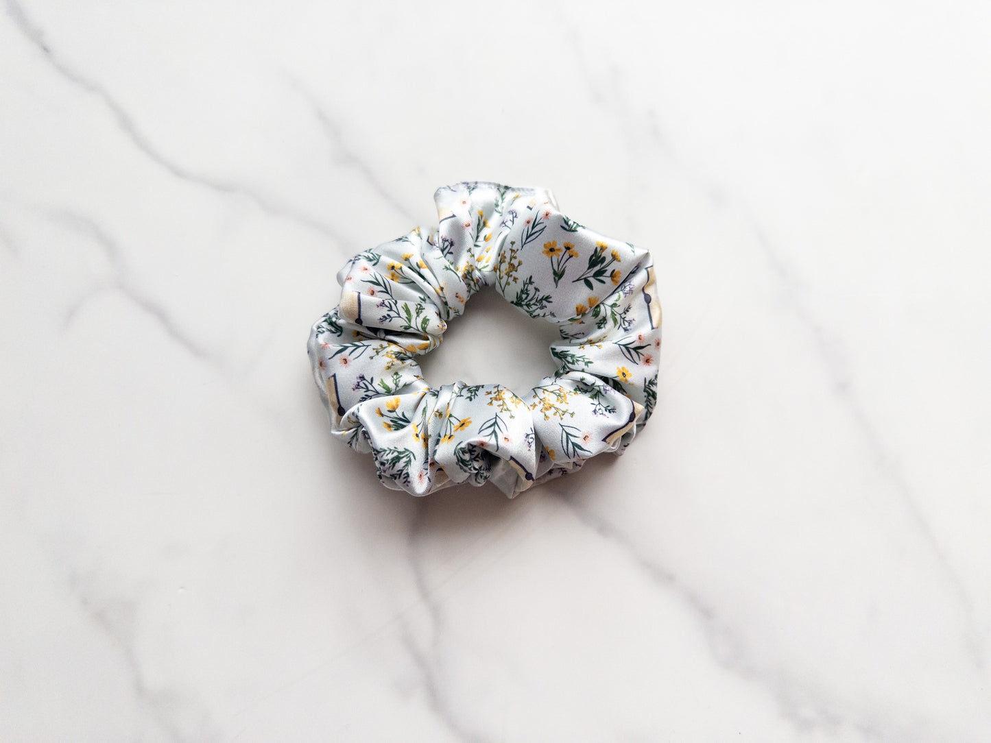 Satin Floral Books Scrunchie
