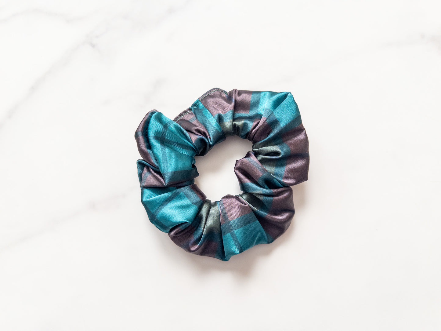 Satin Fated Plaid Scrunchie