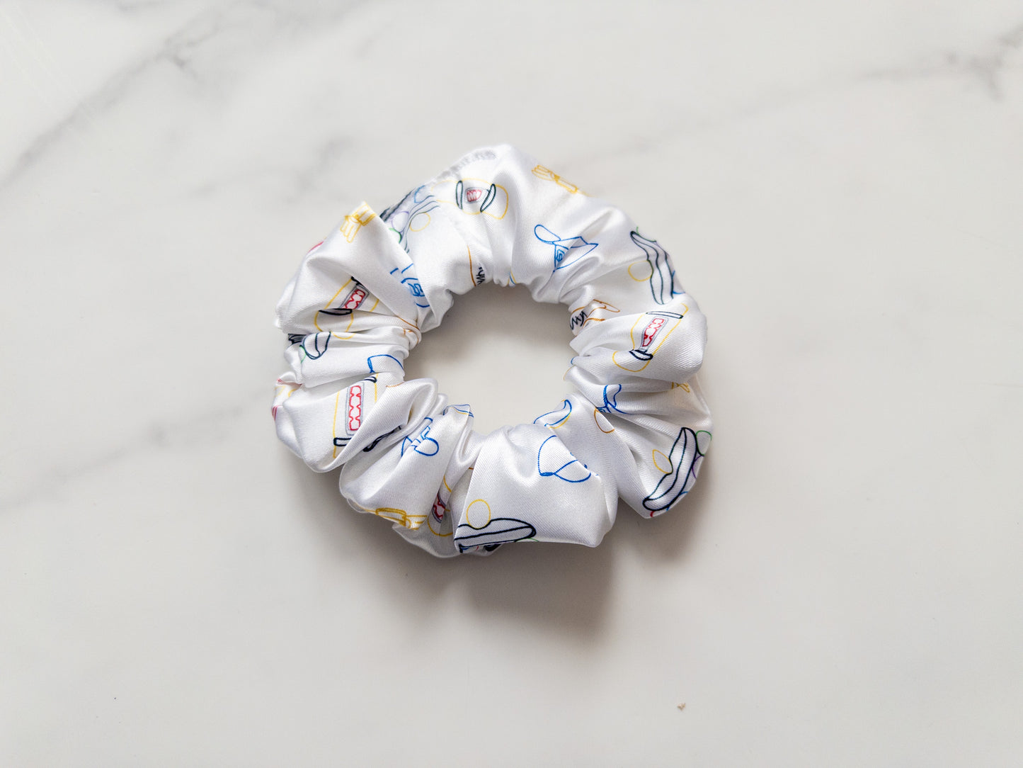 Satin Pixelated Doodles Scrunchie