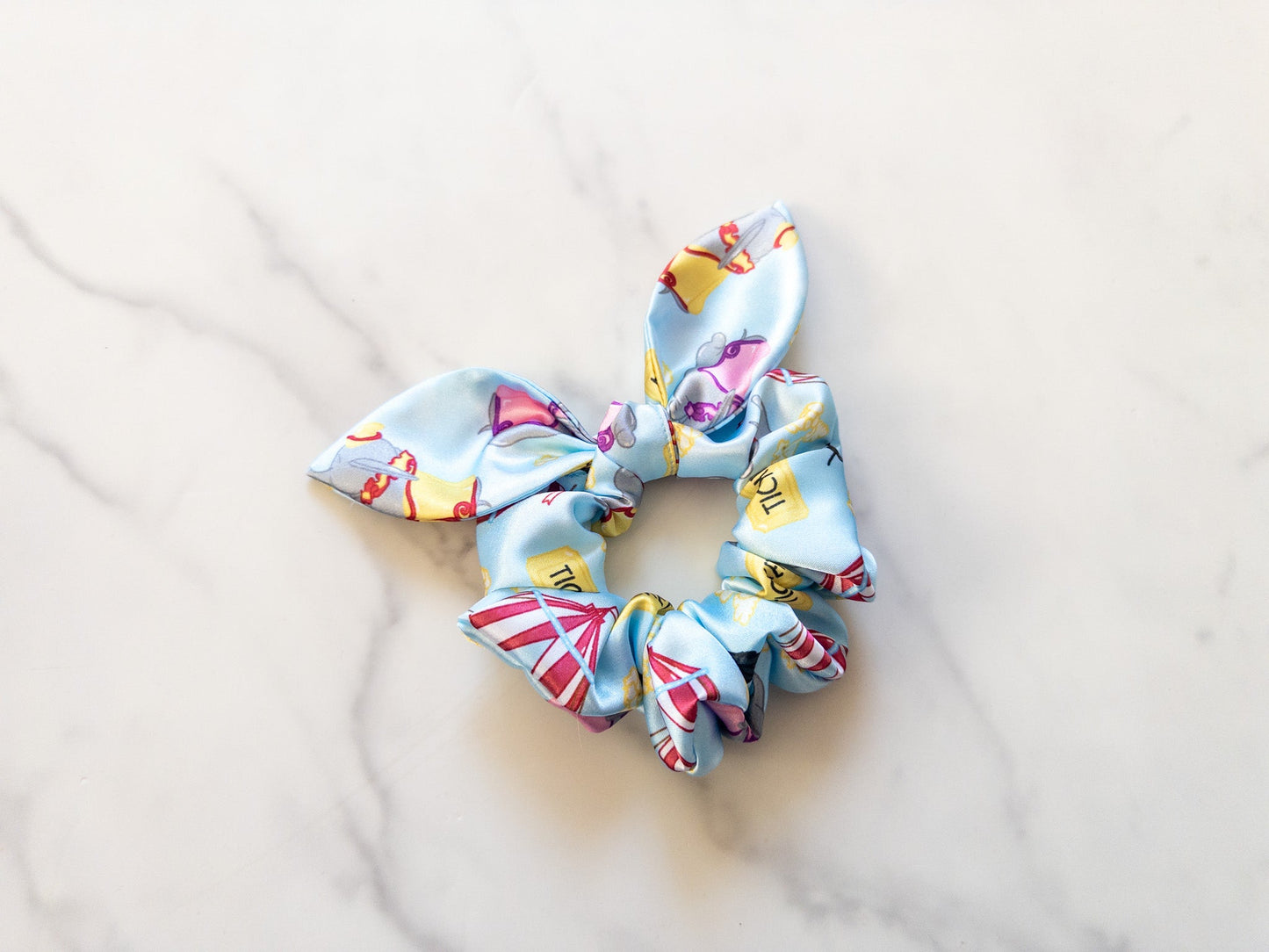 Satin Flying Elephant Bow Scrunchie