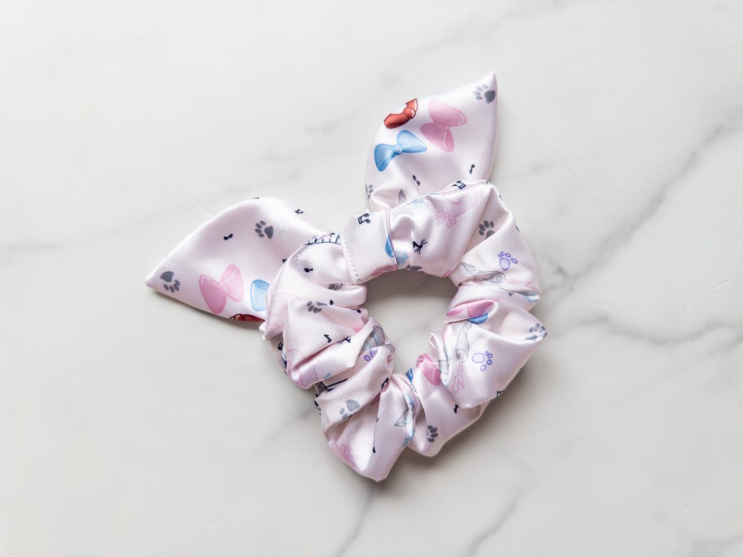 Satin To Be A Cat Bow Scrunchie