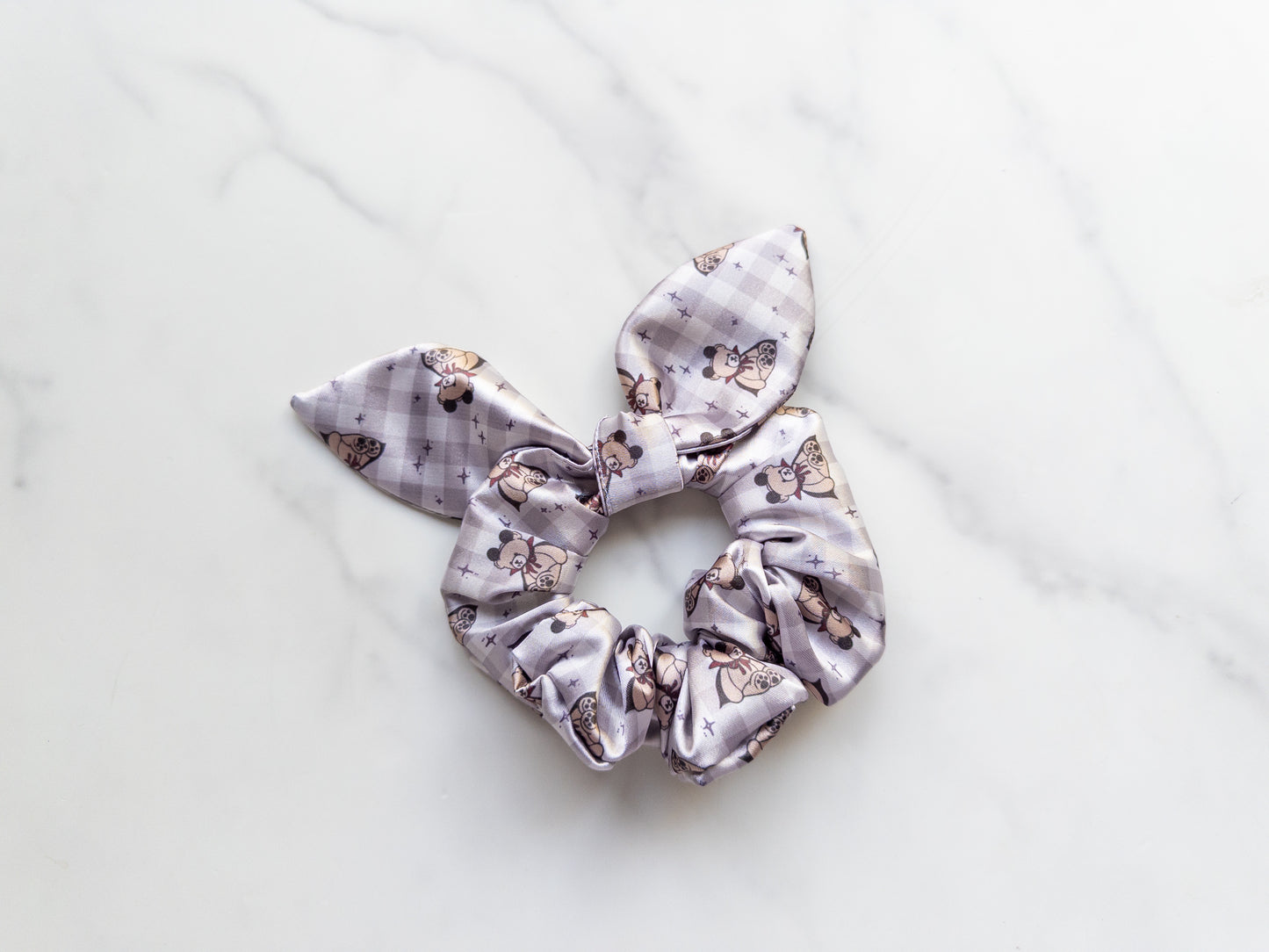 Satin Spooky Bears Bow Scrunchie