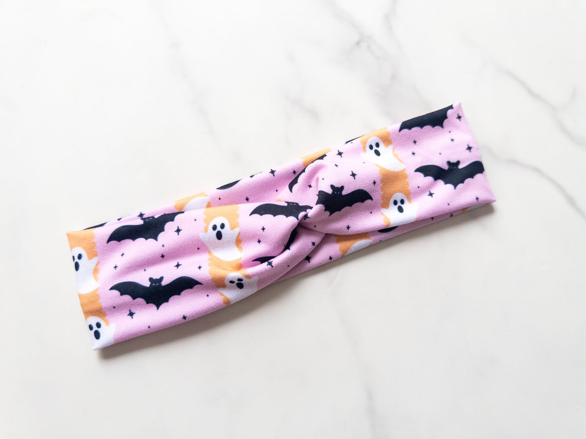 Pink Hauntings Stretch Twist Headband