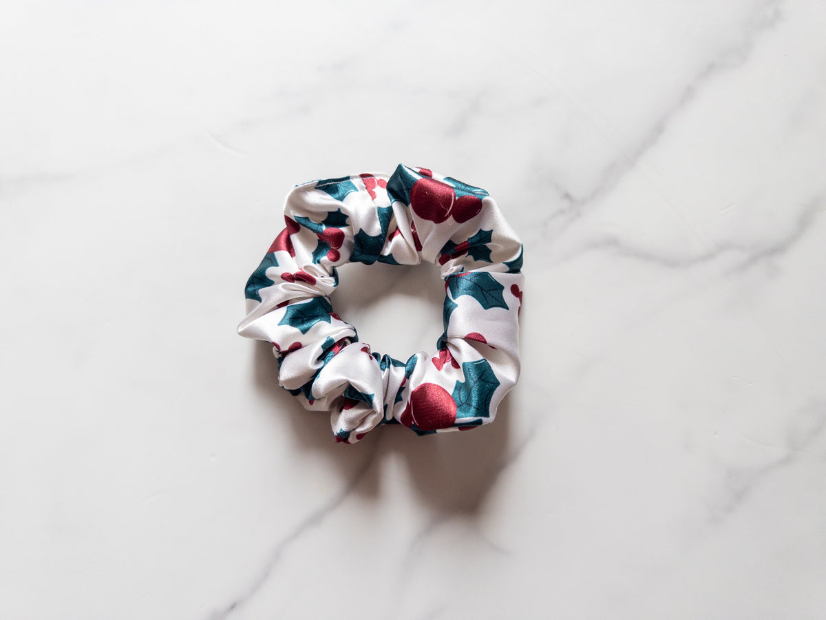 Satin Holly Jolly Scrunchie