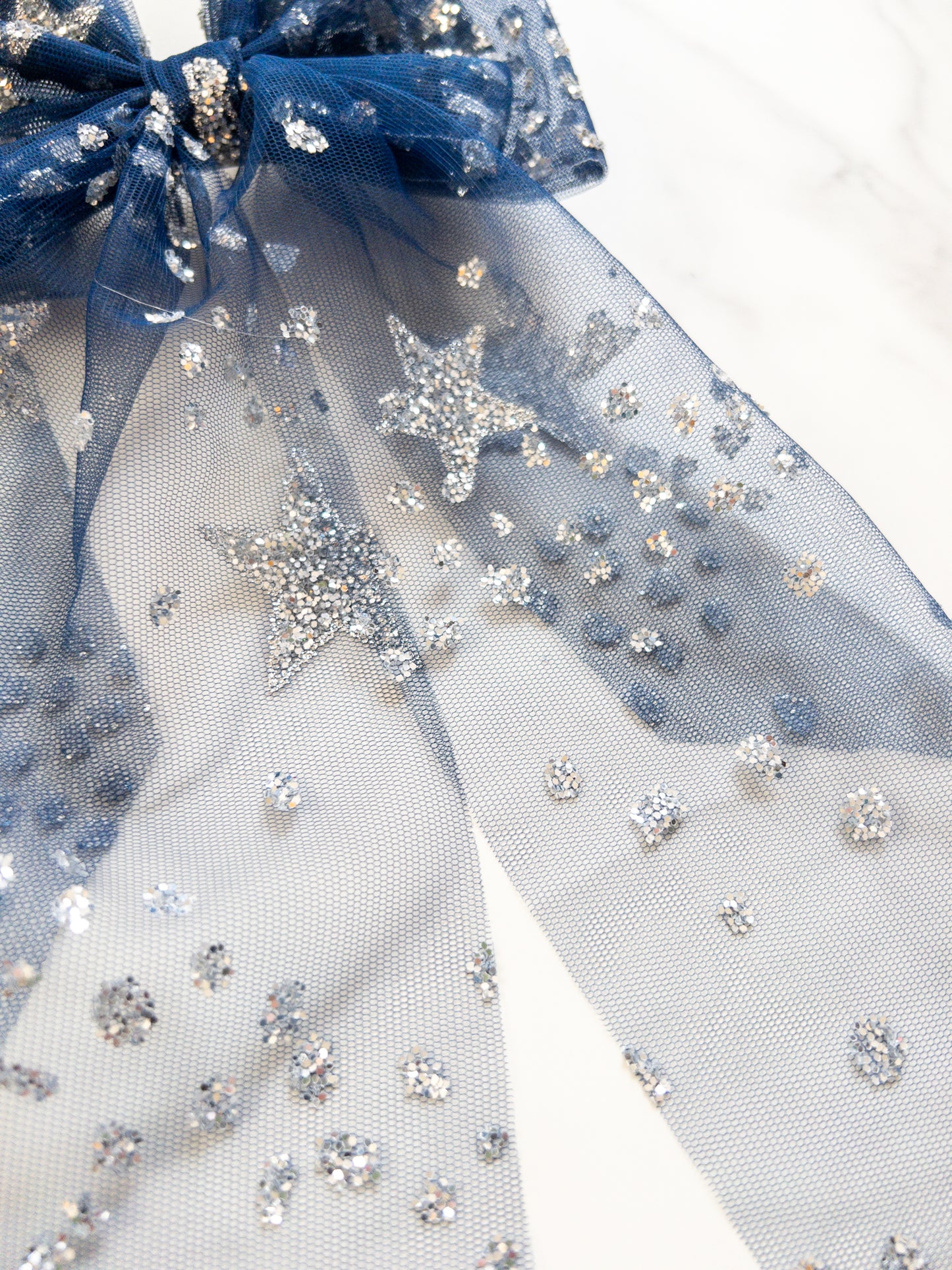 Midnight Rain Tulle Hair Bow