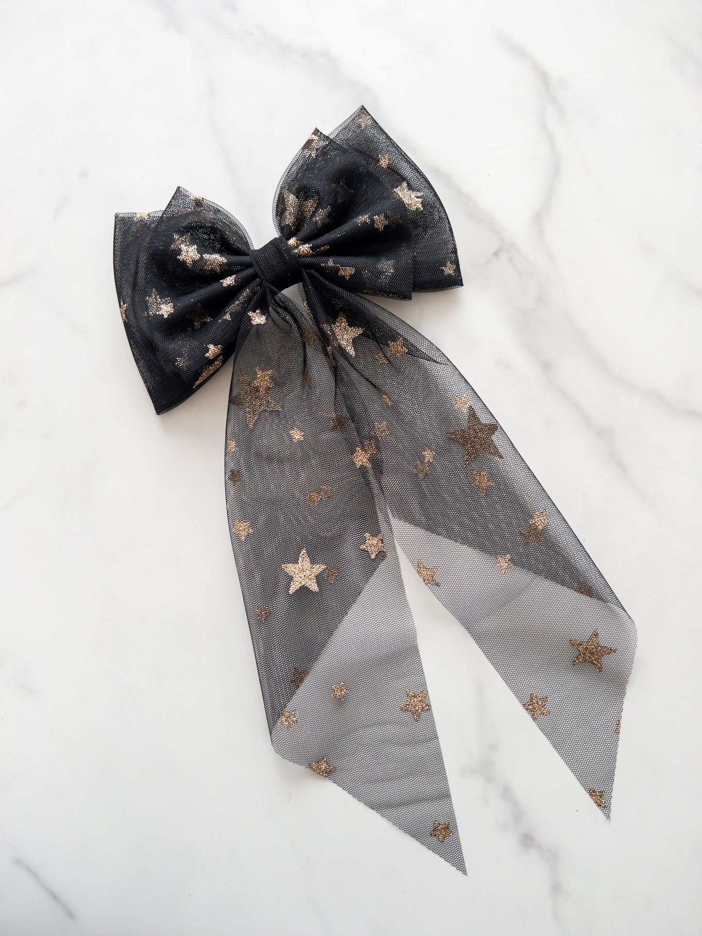 Black Wishing Star Tulle Hair Bow