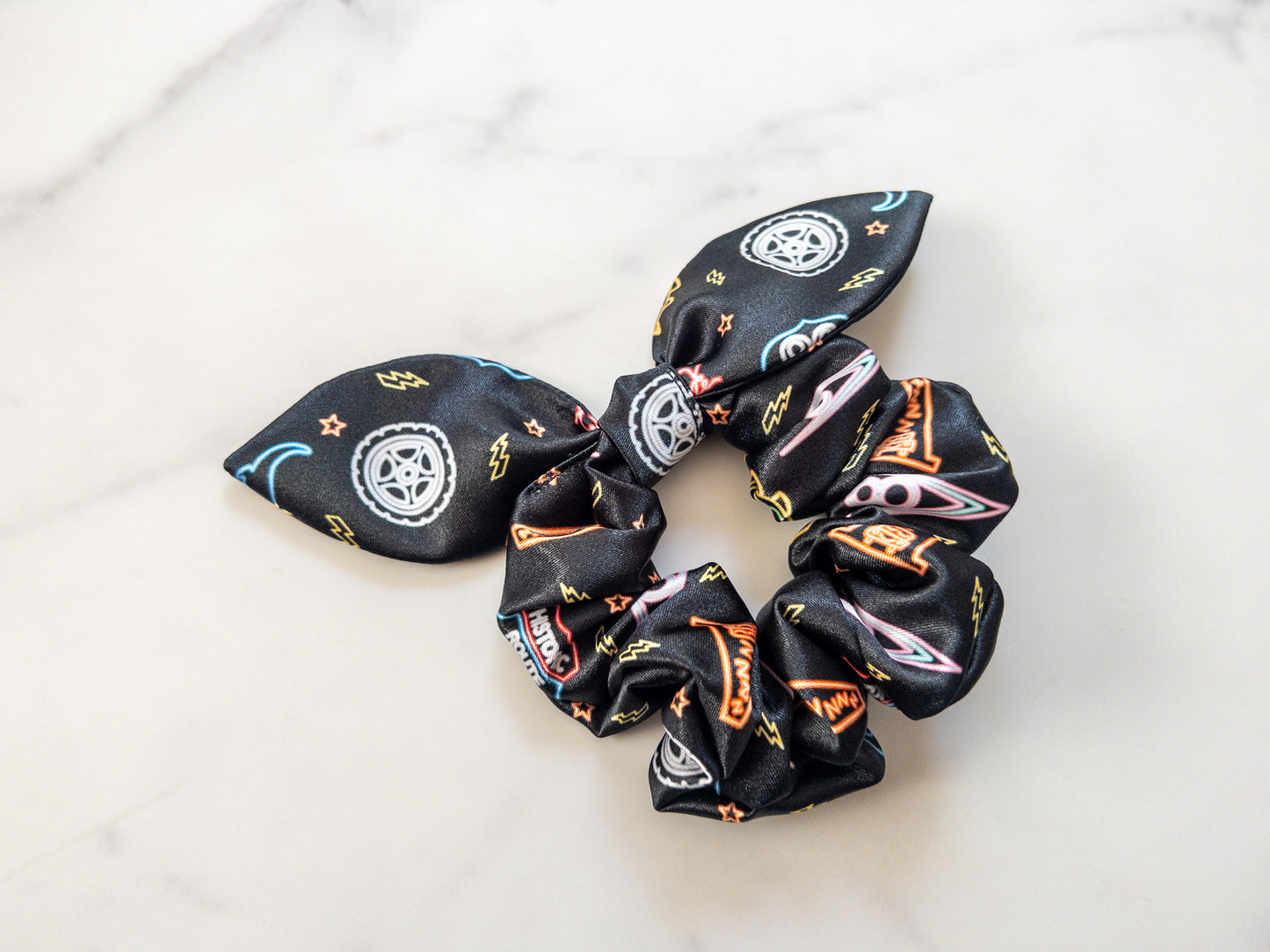 Satin Radiator Neons Bow Scrunchie