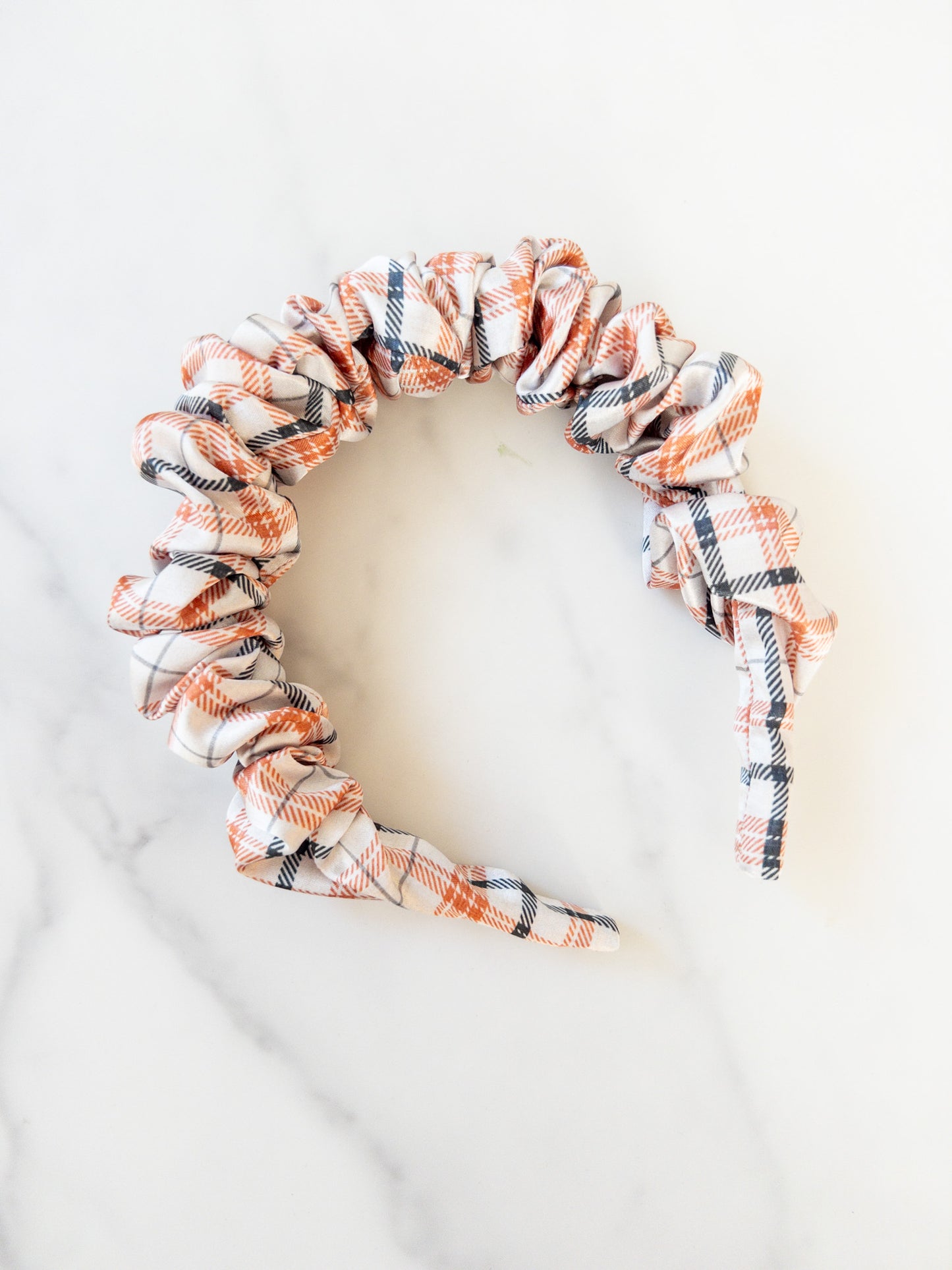 Spooky Plaid Satin Scrunchie Headband