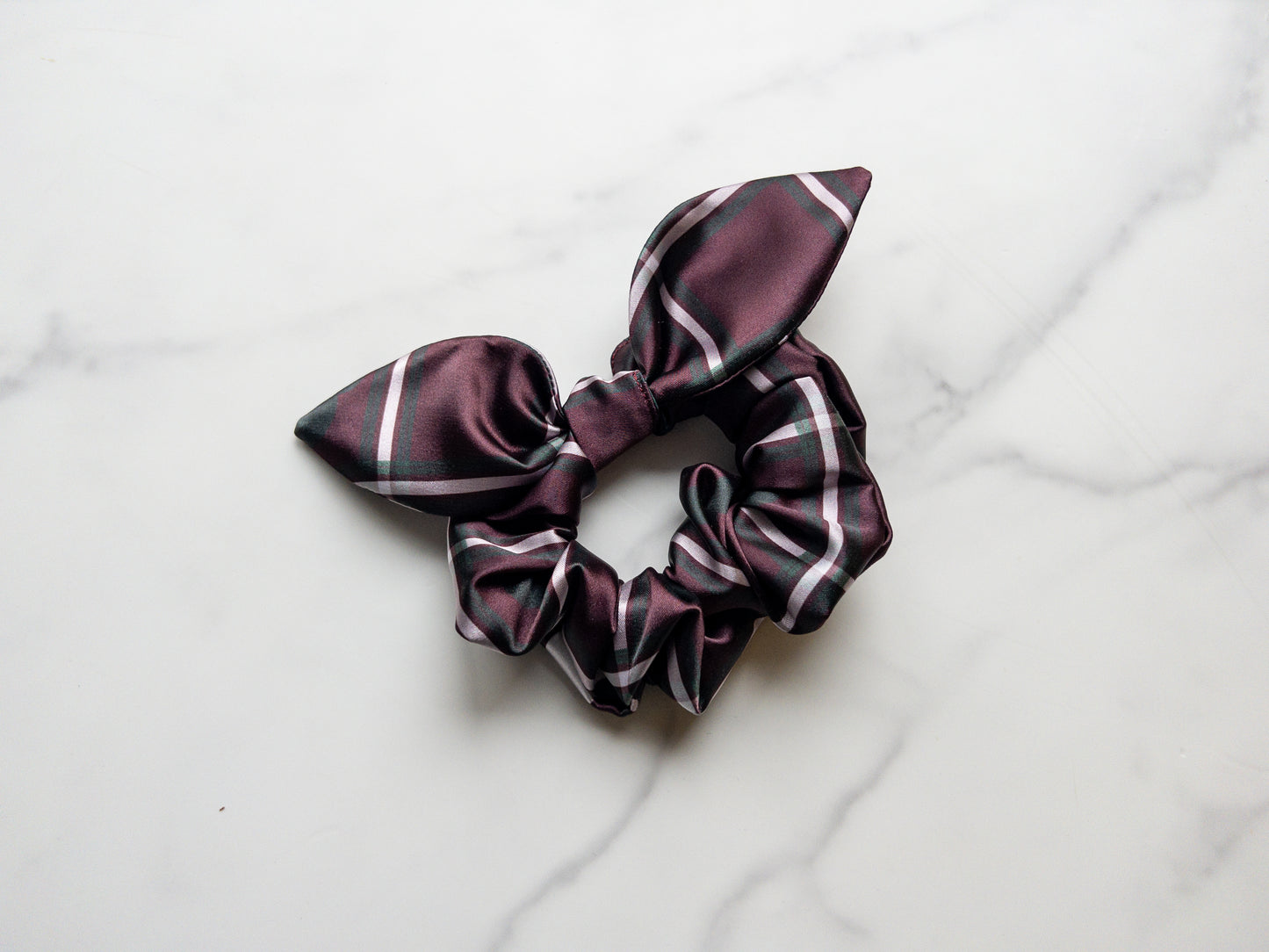 Satin Mousey Plaid Bow Scrunchie