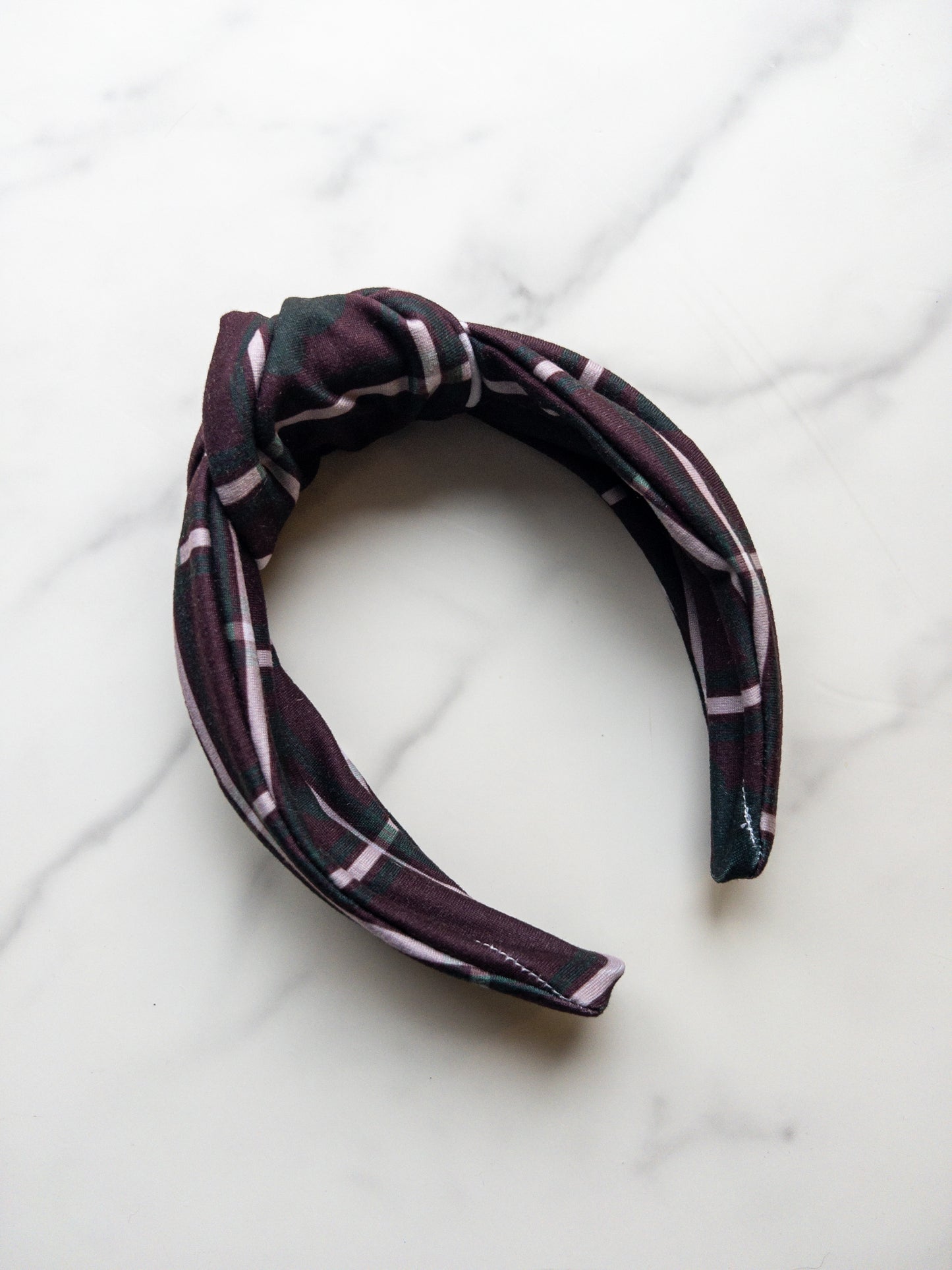 Mousey Plaid Top Knot Headband