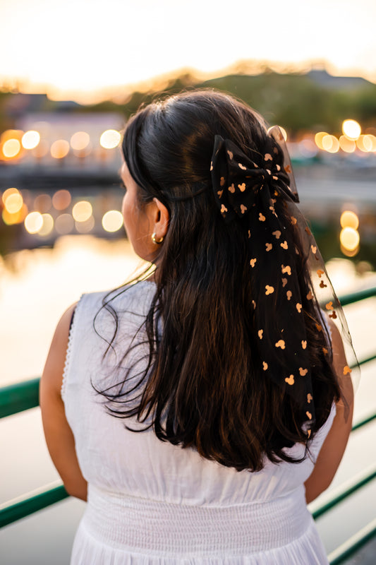 Golden Mouse Tulle Hair Bow