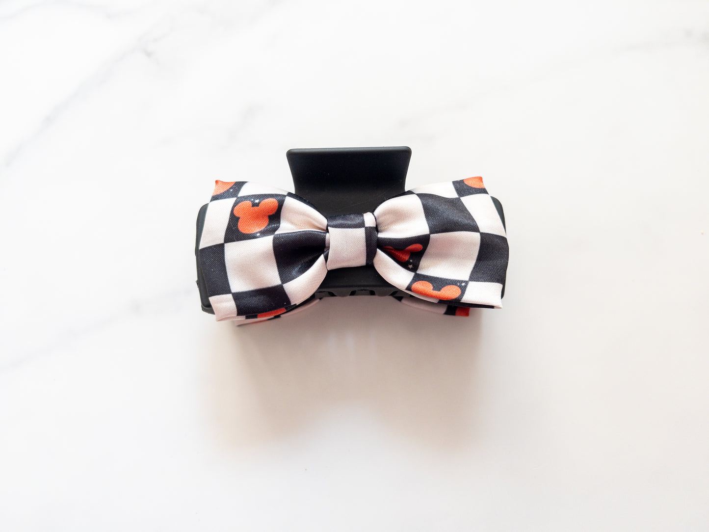 Halloween Checkered Magic Satin Bow Claw Clip