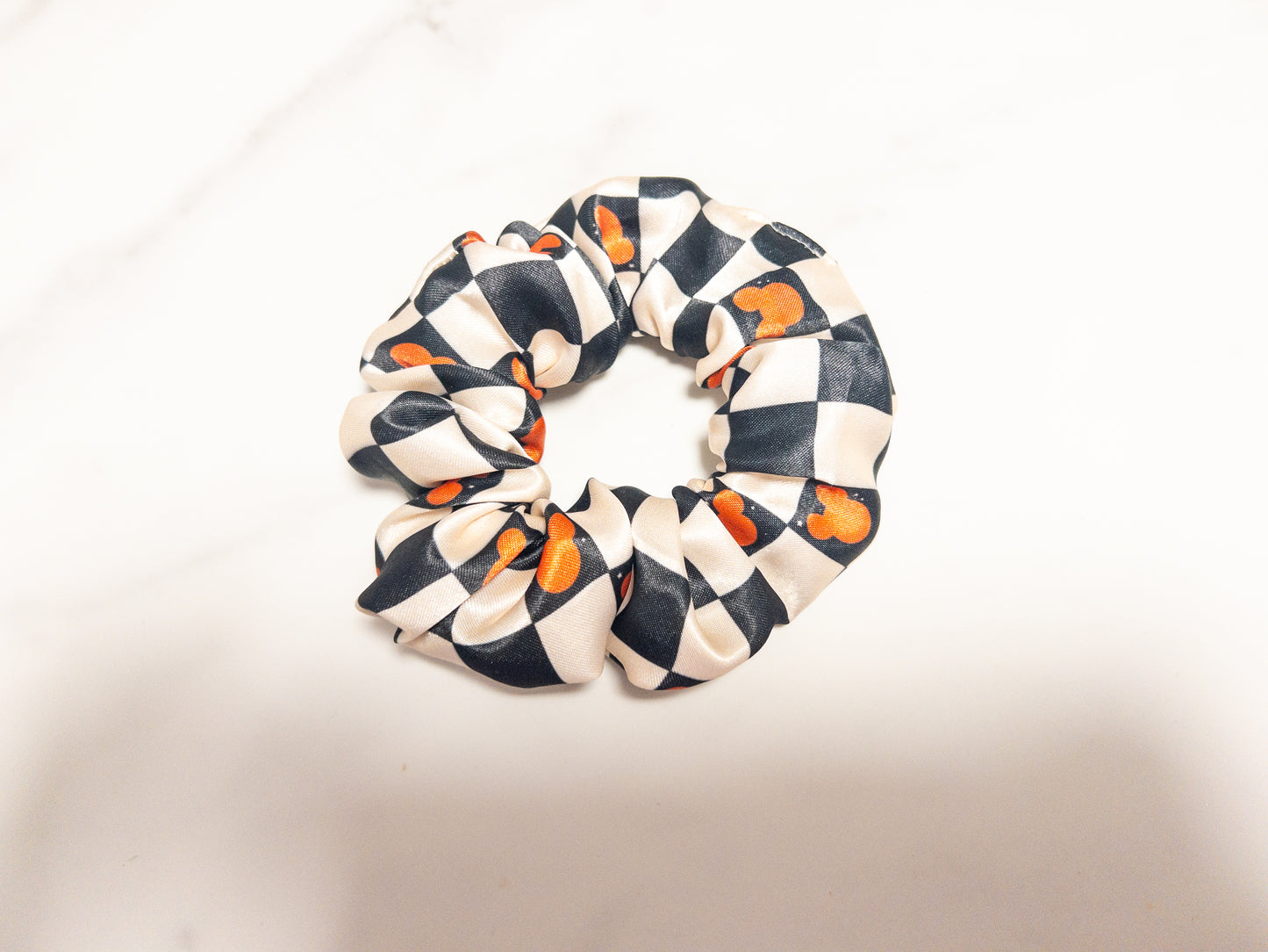 Satin Halloween Checkered Magic Scrunchie