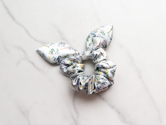Satin Floral Books Bow Scrunchie