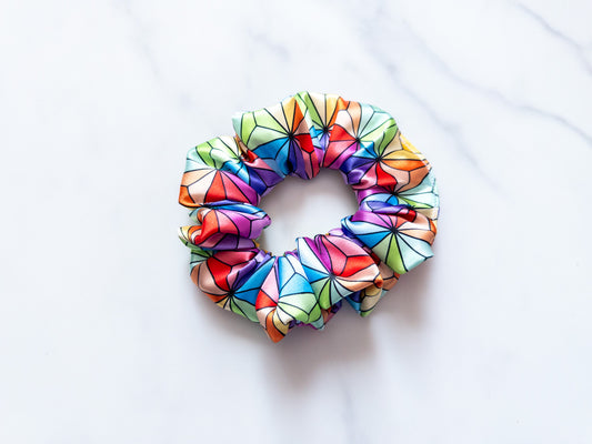 Satin Rainbow Earth Scrunchie