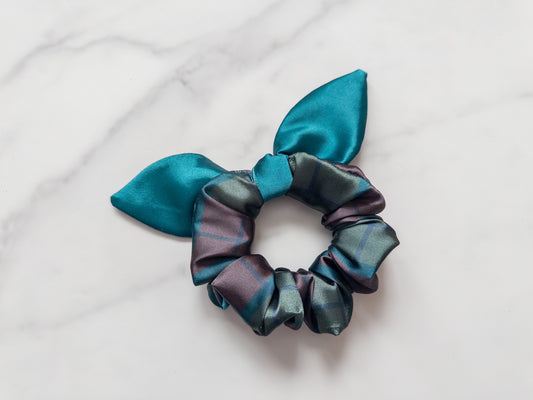 Satin Fated Plaid Bow Scrunchie
