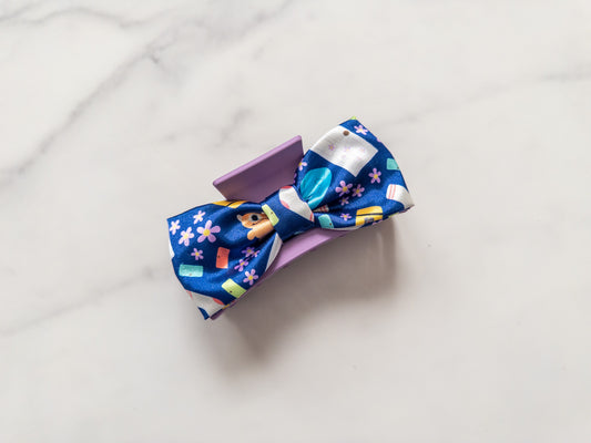 Monsters Satin Bow Claw Clip
