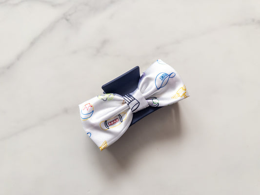 Pixelated Doodles Satin Bow Claw Clip