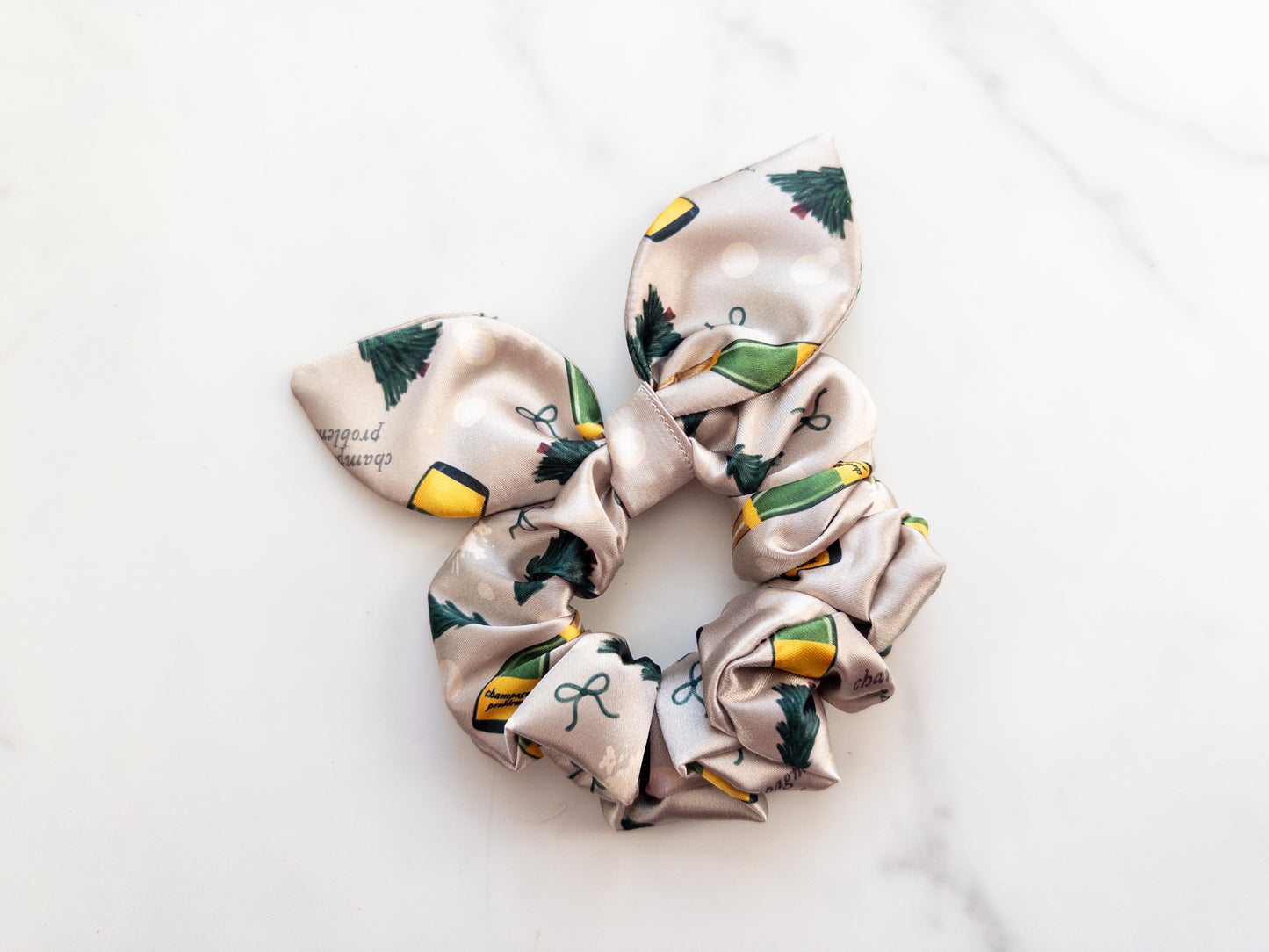 Satin Bubbly Problems Bow Scrunchie