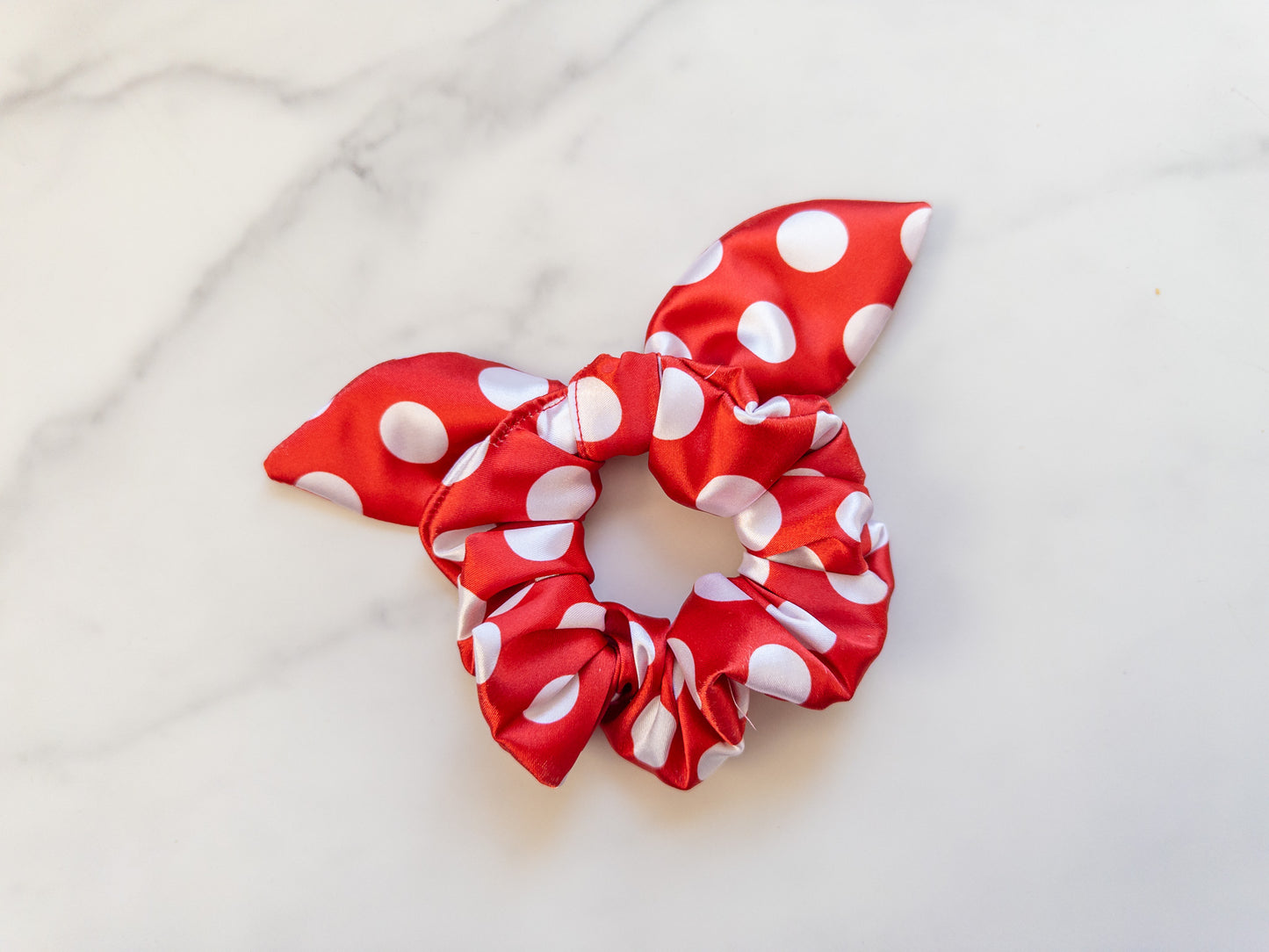Satin Dotted Bow Scrunchie