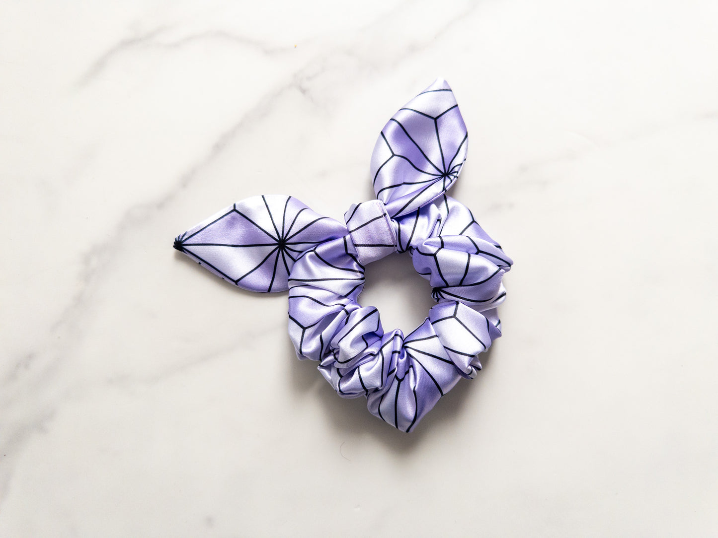 Satin Lavender Earth Bow Scrunchie