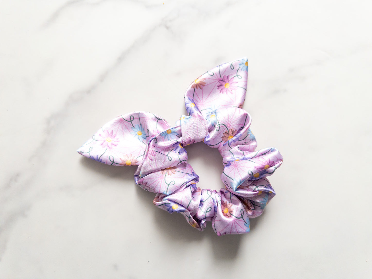 Satin Flower Power Bow Scrunchie