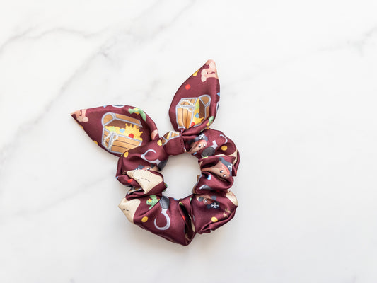 Satin A Pirate's Life Bow Scrunchie
