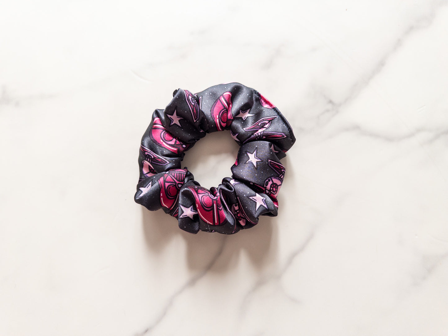 Satin Pink Galaxy Scrunchie