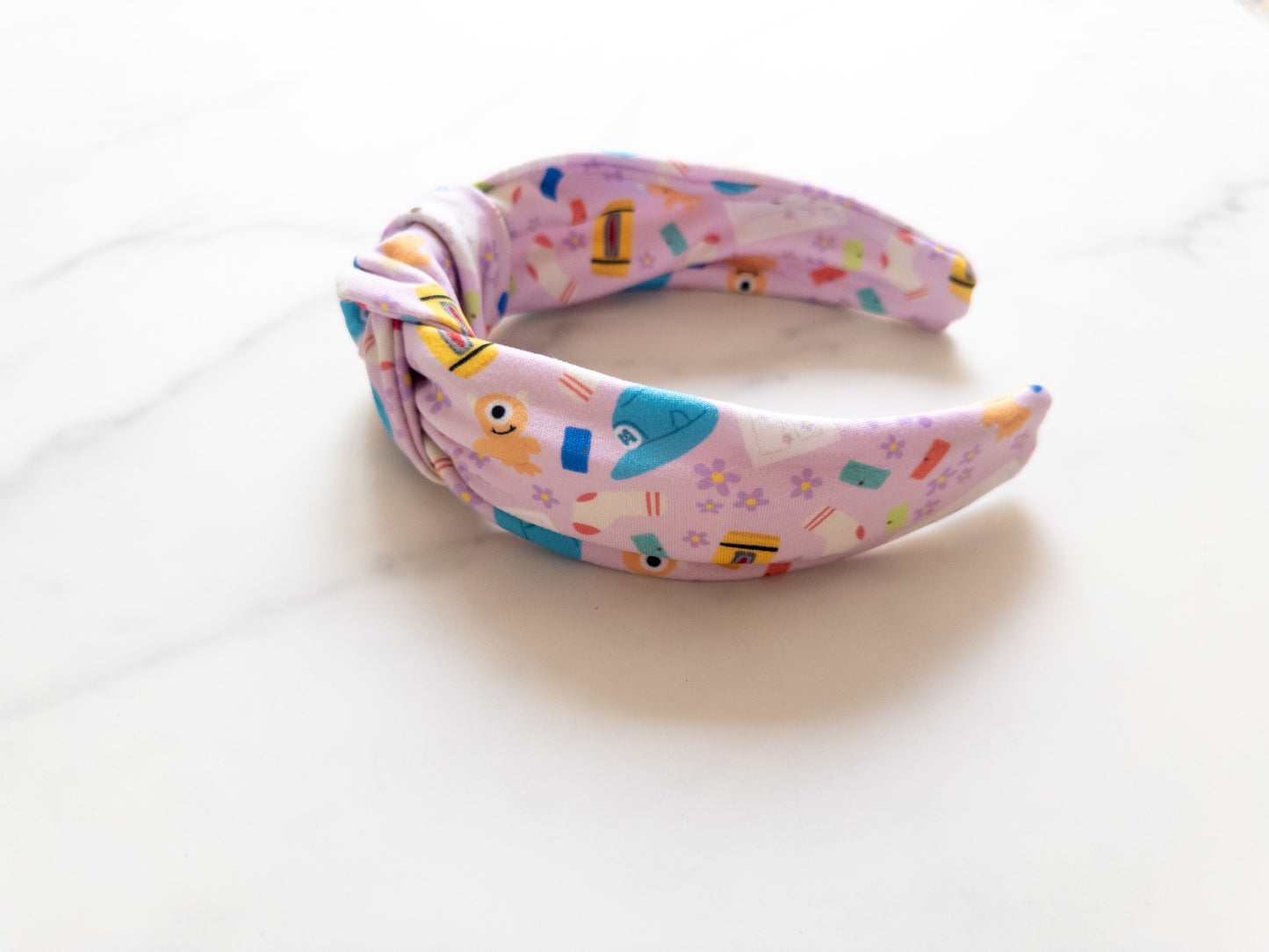 Pink Monsters Top Knot Headband