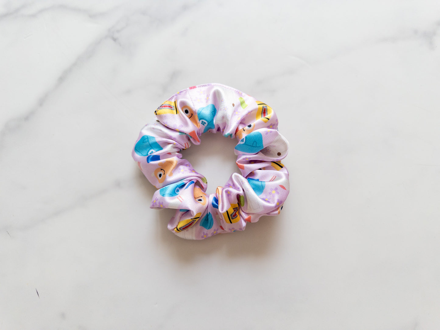 Satin Pink Monsters Scrunchie