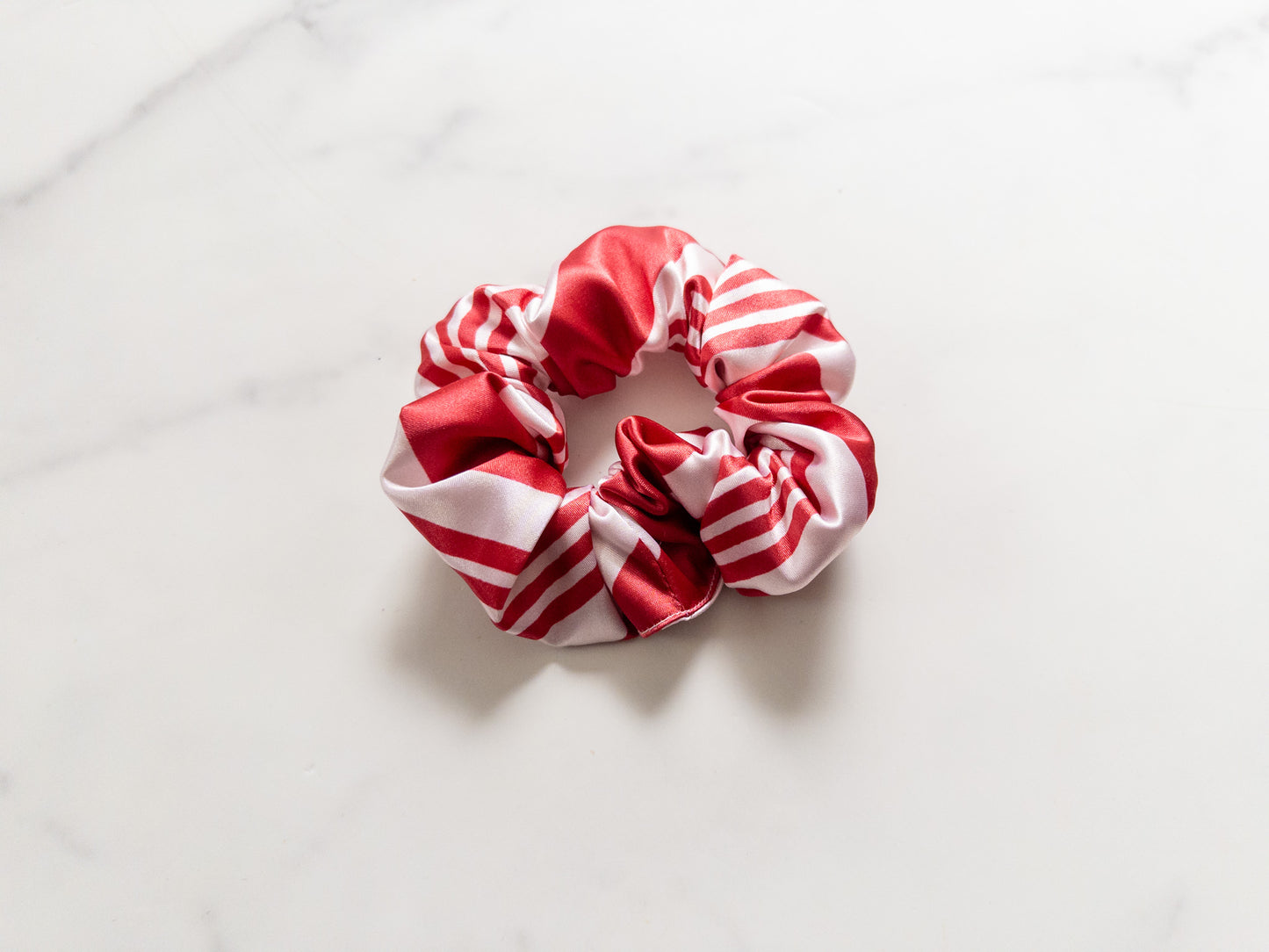 Satin Red Candy Cane Scrunchie