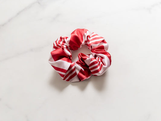 Satin Red Candy Cane Scrunchie