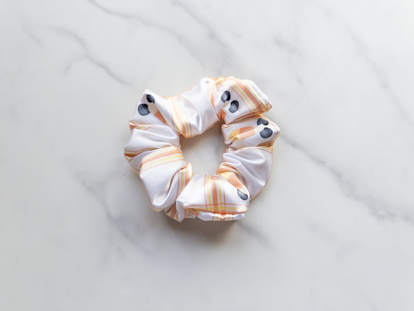 Satin Candy Corn Plaid Scrunchie