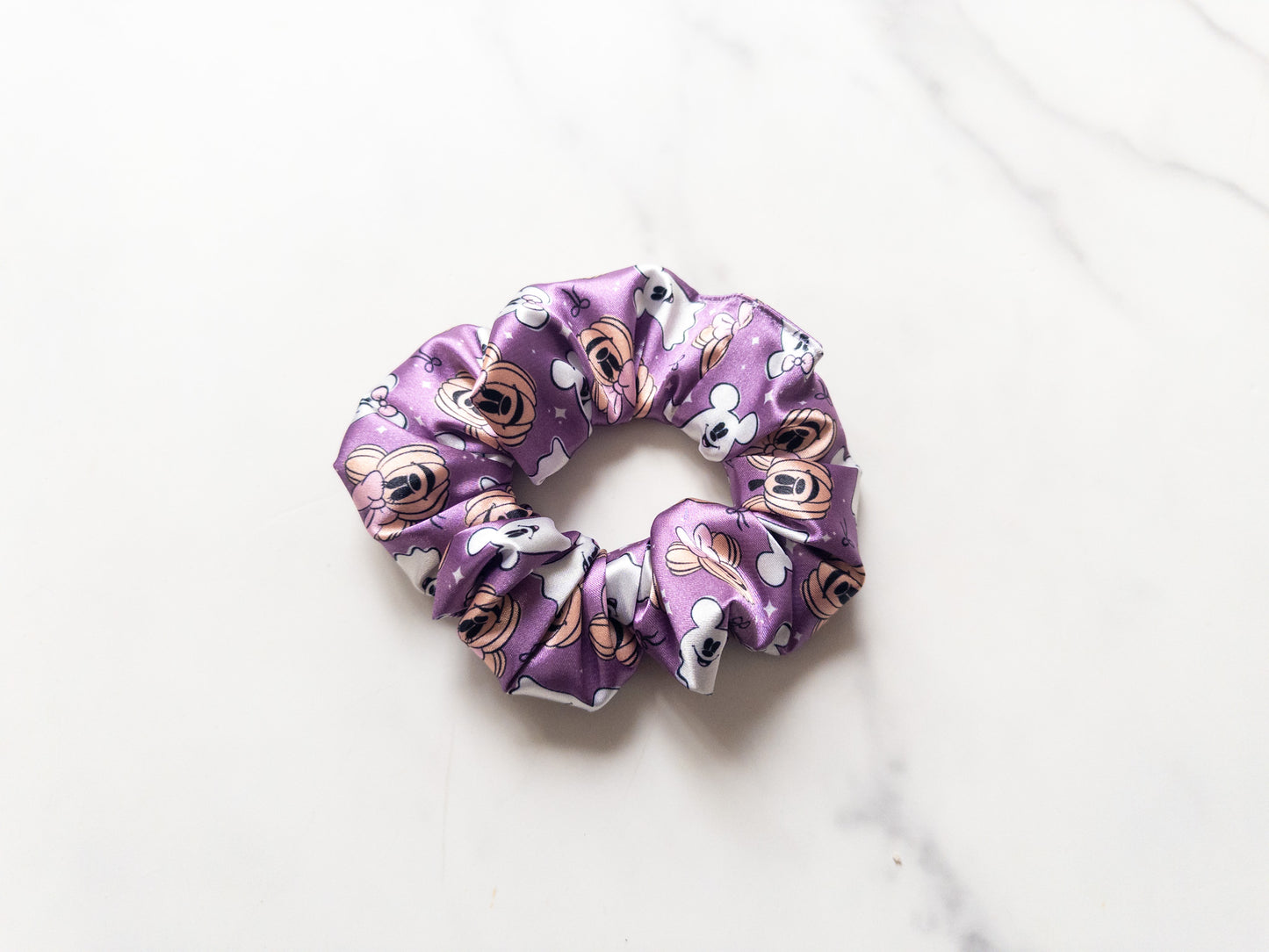 Satin Pumpkins & Ghosts Scrunchie