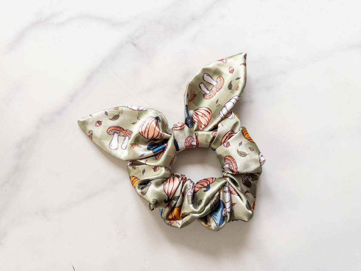 Satin Pumpkin Season Bow Scrunchie