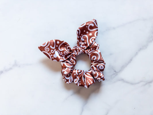 Satin Gingerbread House Bow Scrunchie