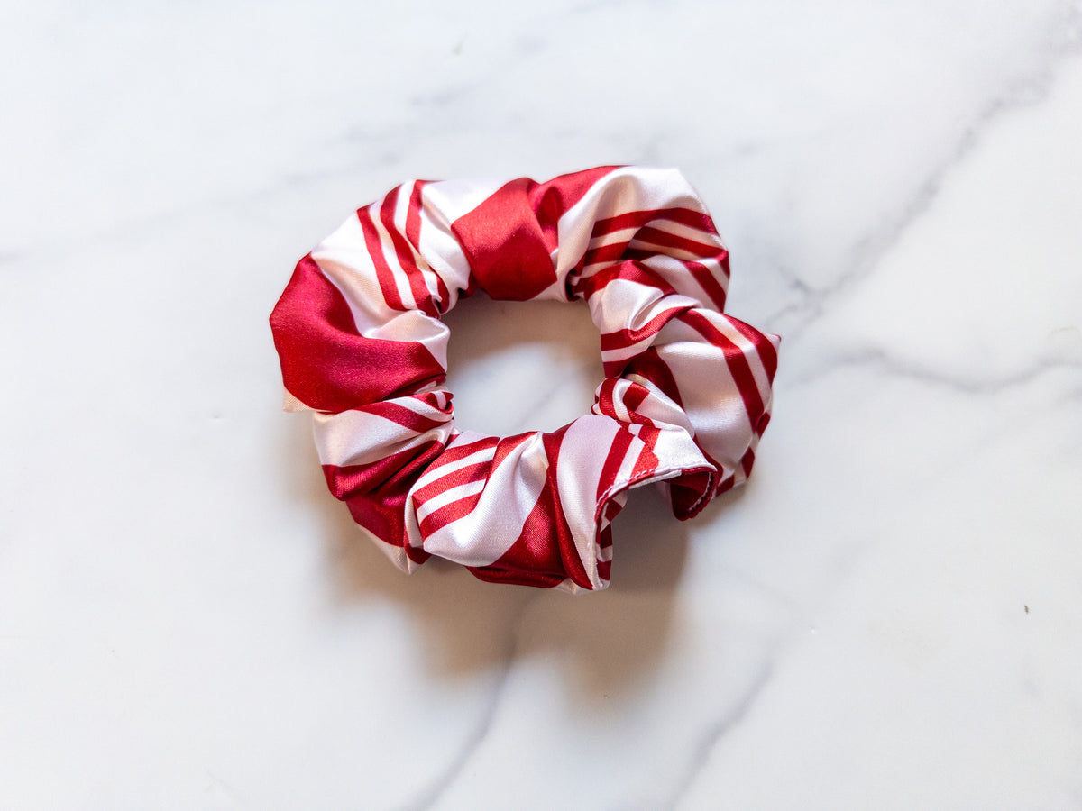 Satin Candy Cane Scrunchie