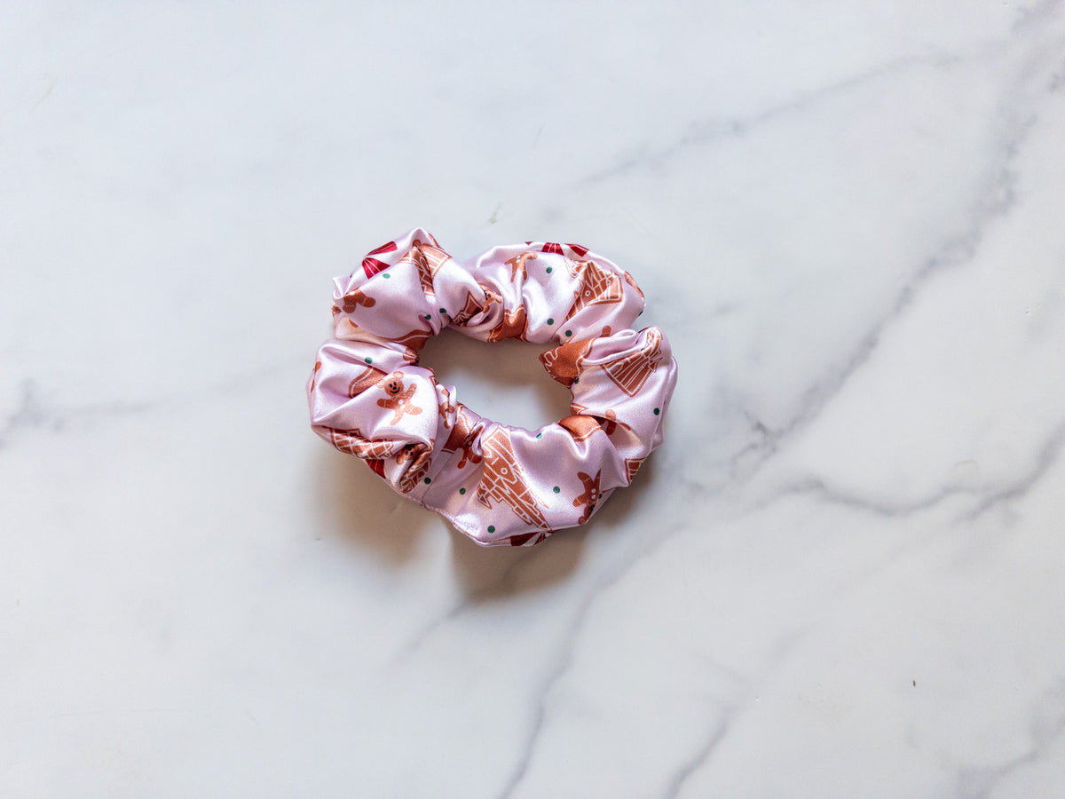 Satin Gingerbread Park Icons Scrunchie