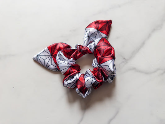 Satin Candy Cane Earth Bow Scrunchie