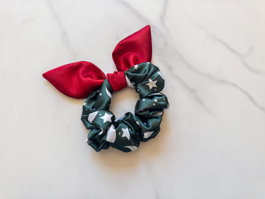 Satin Christmas Sorcerer Mouse Bow Scrunchie