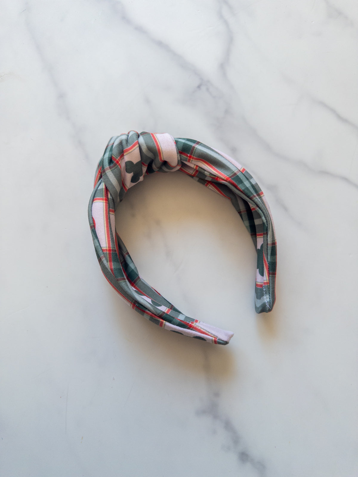 Merry Mousey Plaid Top Knot Headband