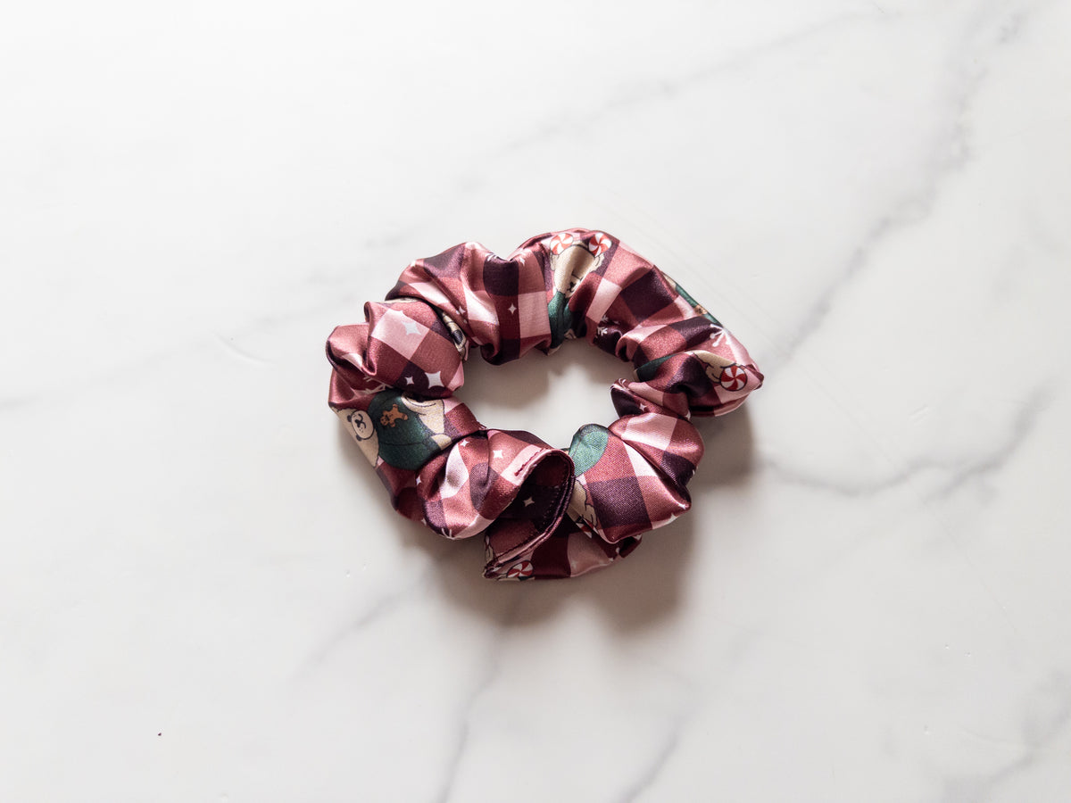 Satin Merry Bears Scrunchie