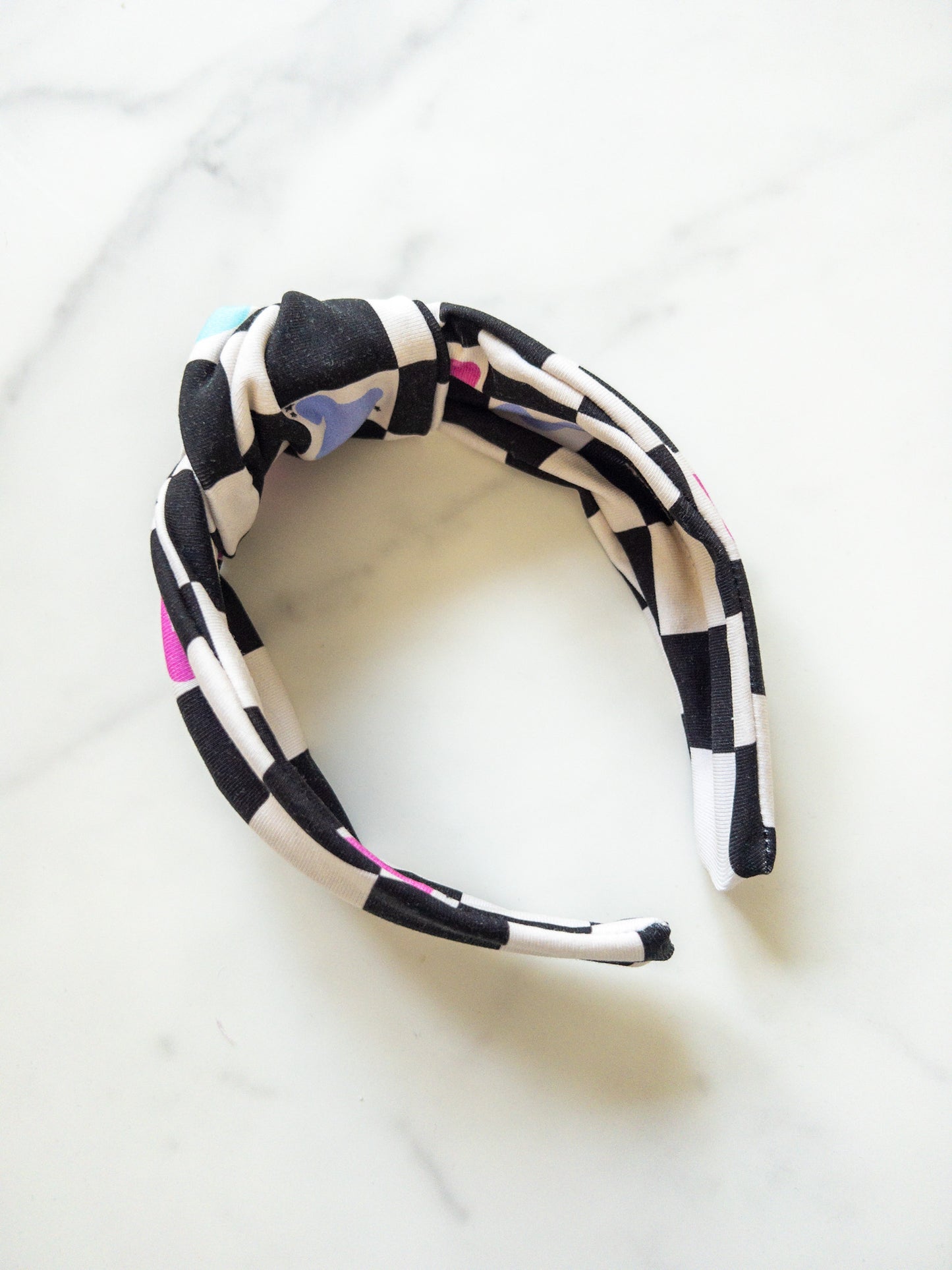 Checkered Magic Top Knot Headband