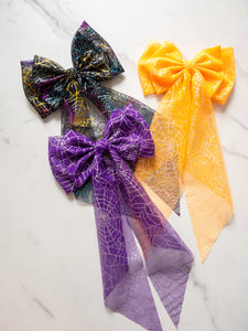 Spiderweb Tulle Hair Bow