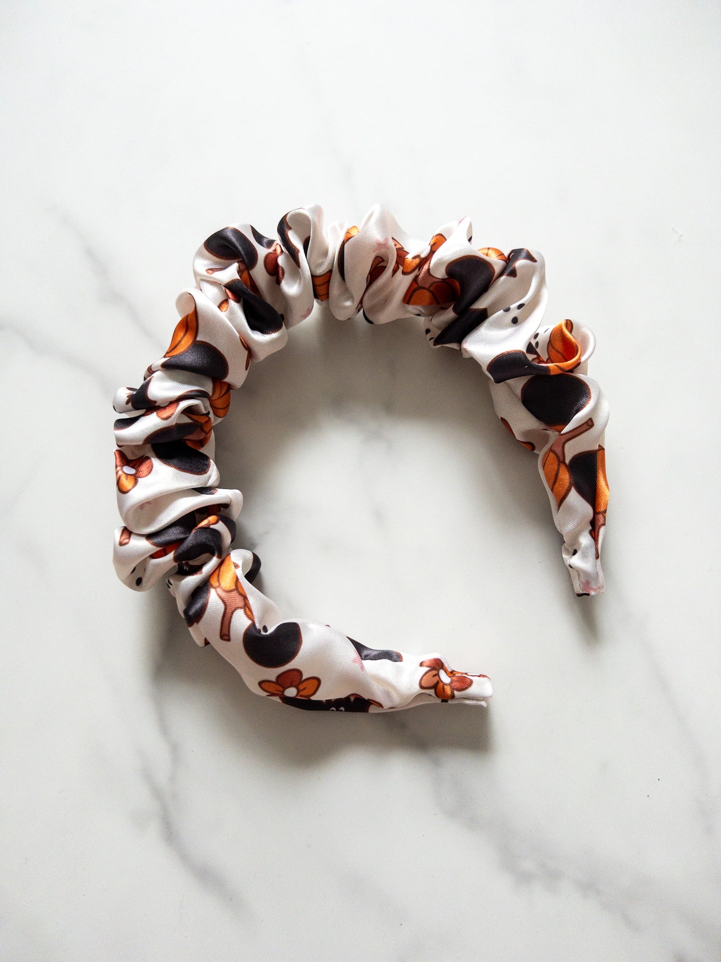 Main Mouse Pumpkin Satin Scrunchie Headband