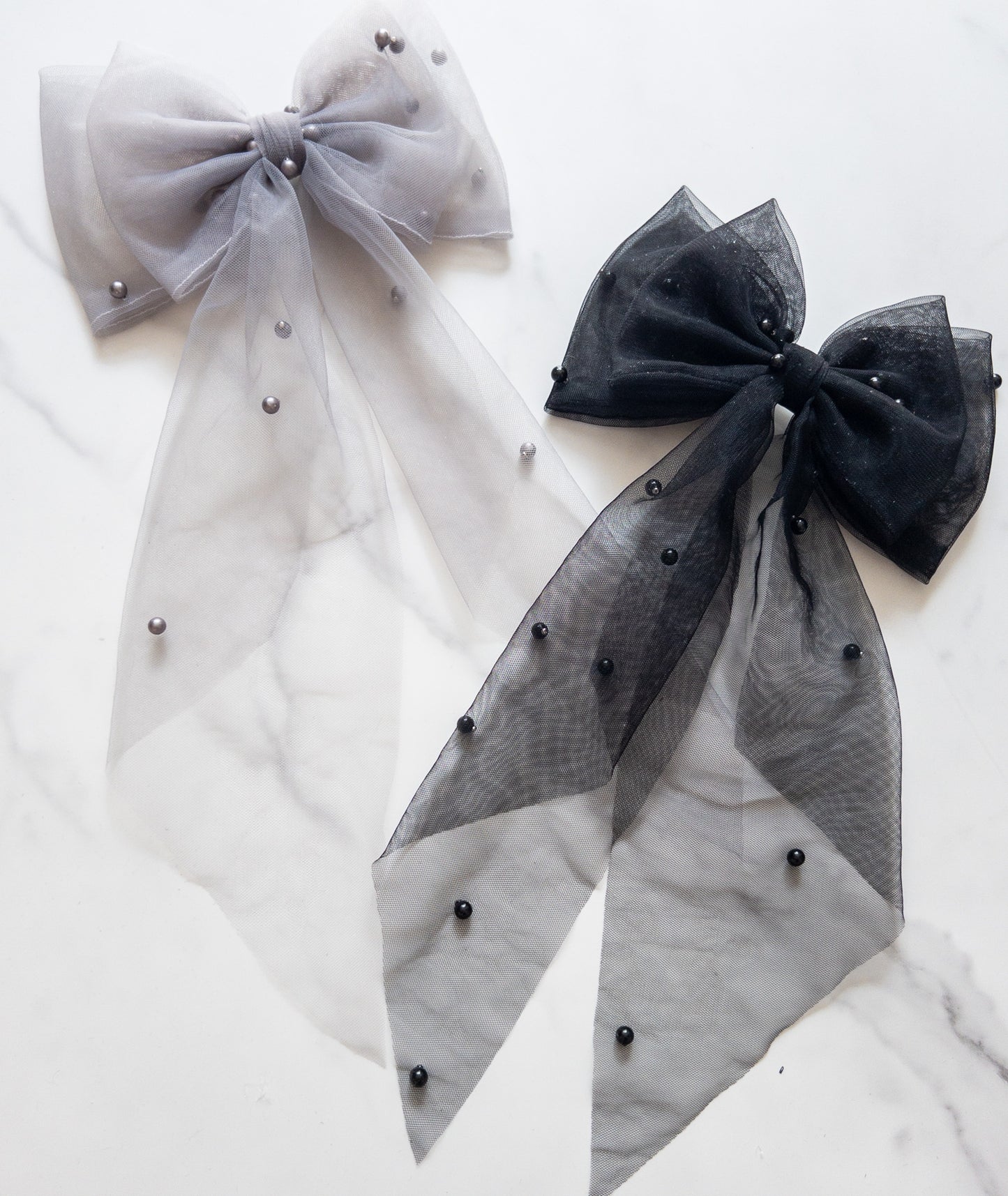 Pearl Tulle Hair Bows