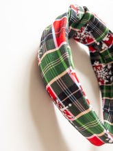 Load image into Gallery viewer, Snowy Plaid Top Knot Headband
