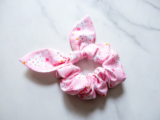 Pink Trees Bow Scrunchie