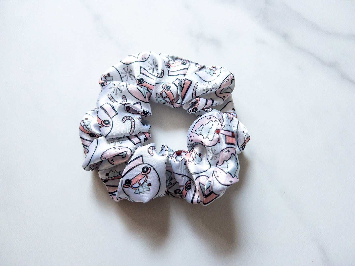 Satin Snow Globes Scrunchie