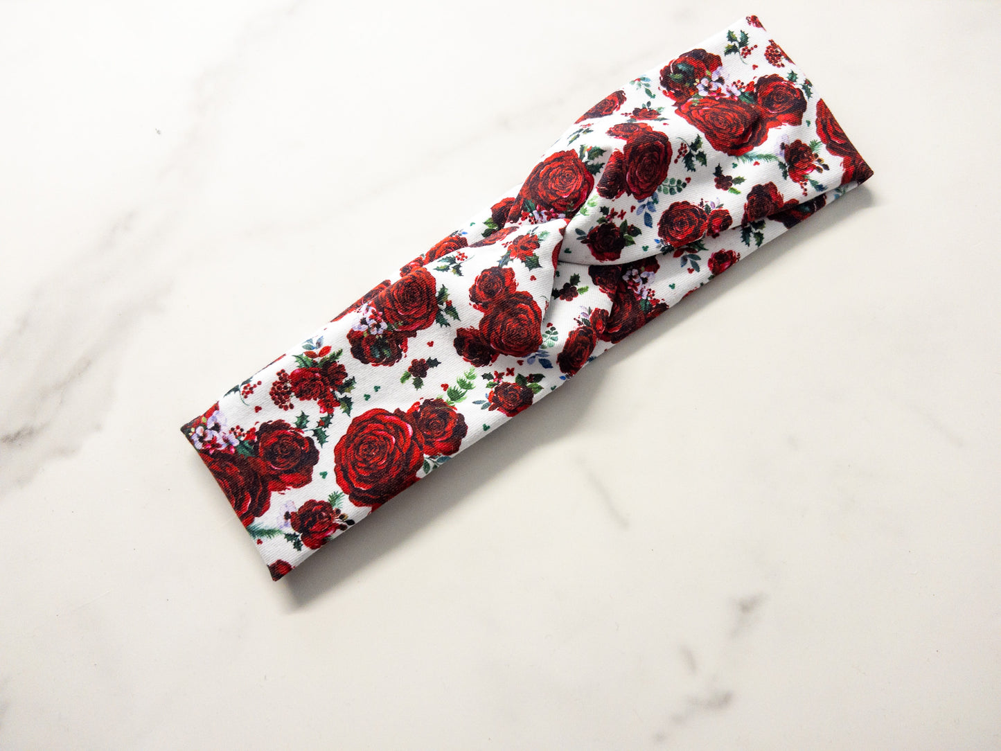 Holiday Roses Stretch Twist Headband